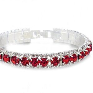 Petite Red Crystal & White Rhinestone Bracelet